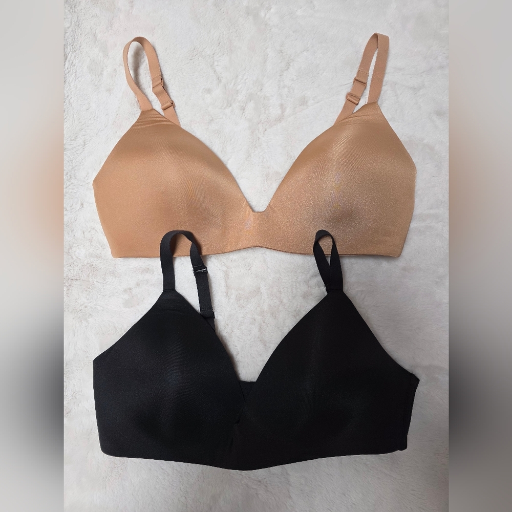 2 X SKIMS Wireless Form T-shirt Demi Bras | Clay + Onyx | 38C | EUC